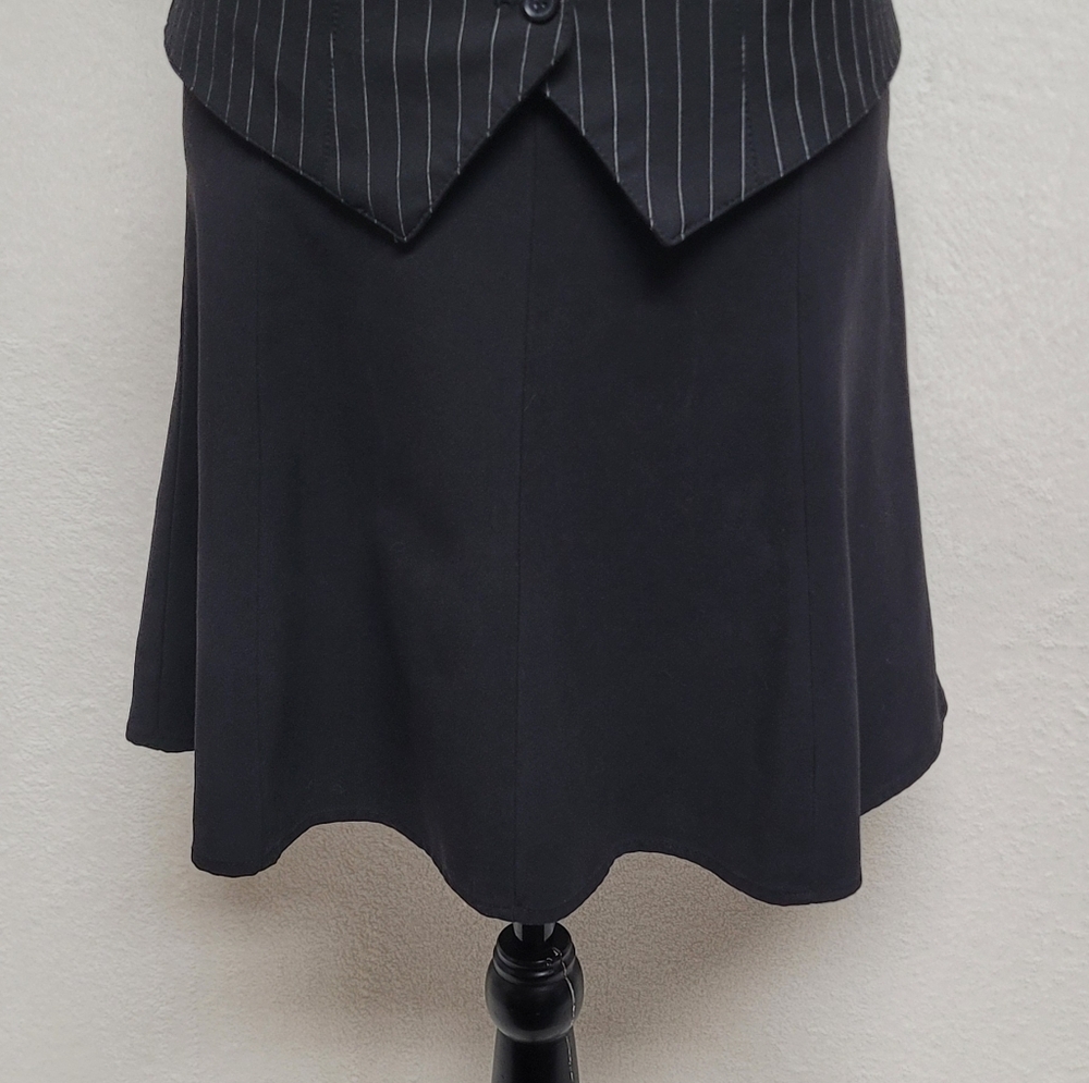 The Limited Rare Vintage Black Pinstripe Backless Halter Vest Flared Mini Skirt - Picture 5 of 15